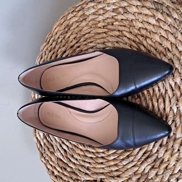Cole Haan Womens Leah Skimmer Black Leather Dress Pointed Toe Flats S-7.5 - Picture 4 of 9